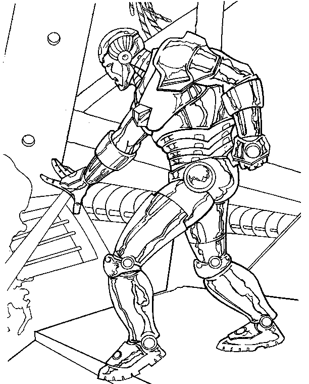 coloriage iron man utilise son laser